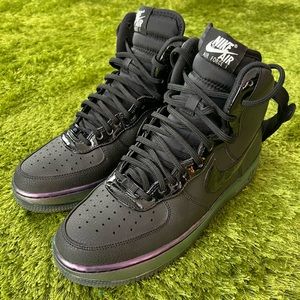 NIKE Air Force 1 Hi-Top Premium Sneakers Black Hol Women’s size 9 Men’s size 7.5